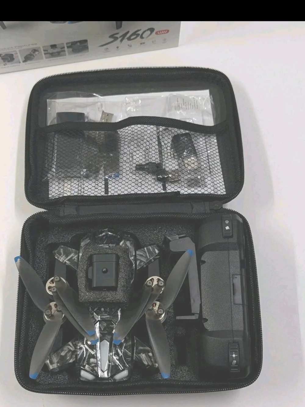 S160 UAV Foldable Drone with Remote - White & Black